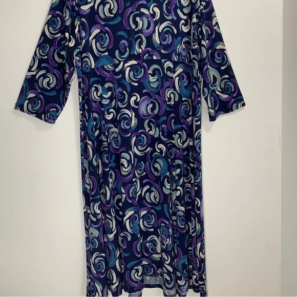 Anthology Midi Dress Navy Floral 3/4 Sleeves V-Neck Stretch Jersey UK Size 22 - Picture 11 of 11